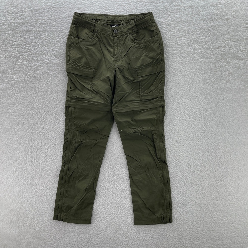 REI Co-op Hiking Pants Womens 8 Green Convertible Nylon Utility Cargo Outdoor